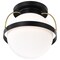 Nuvo Lakeshore 1-Light Medium Flush Matte Black & Natural Brass White Opal Glass 60/7771 - alternate 6